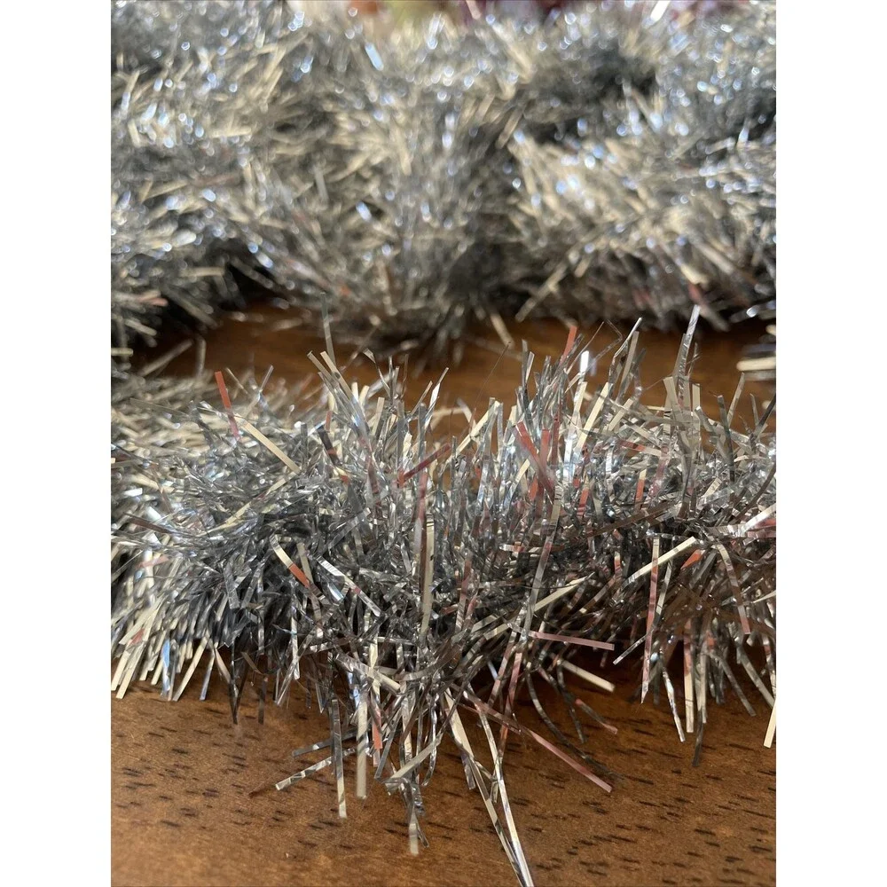 32’ Silver Christmas Tree Tinsel Garland Holiday 2 Strands @ 120” & 270”